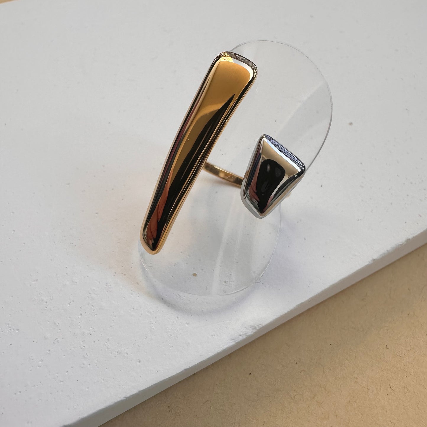 bague bi couleur or argenté