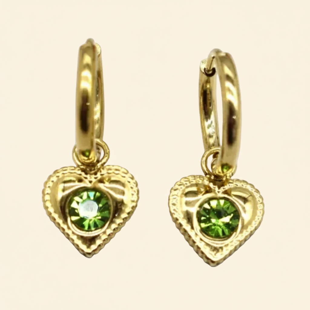 creole en acier inoxydable avec strass vert